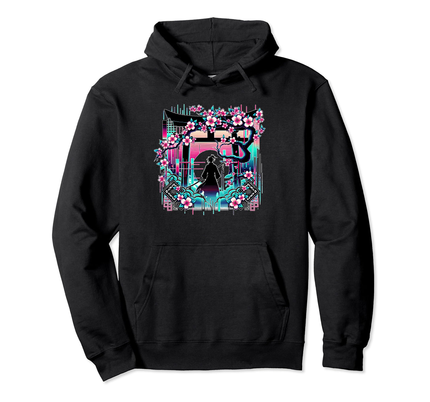 Sakura Synthwave Japanese Hoodie - Casual Everyday Wear for Adults - T-Shirt, Sweatshirt, Hoodie