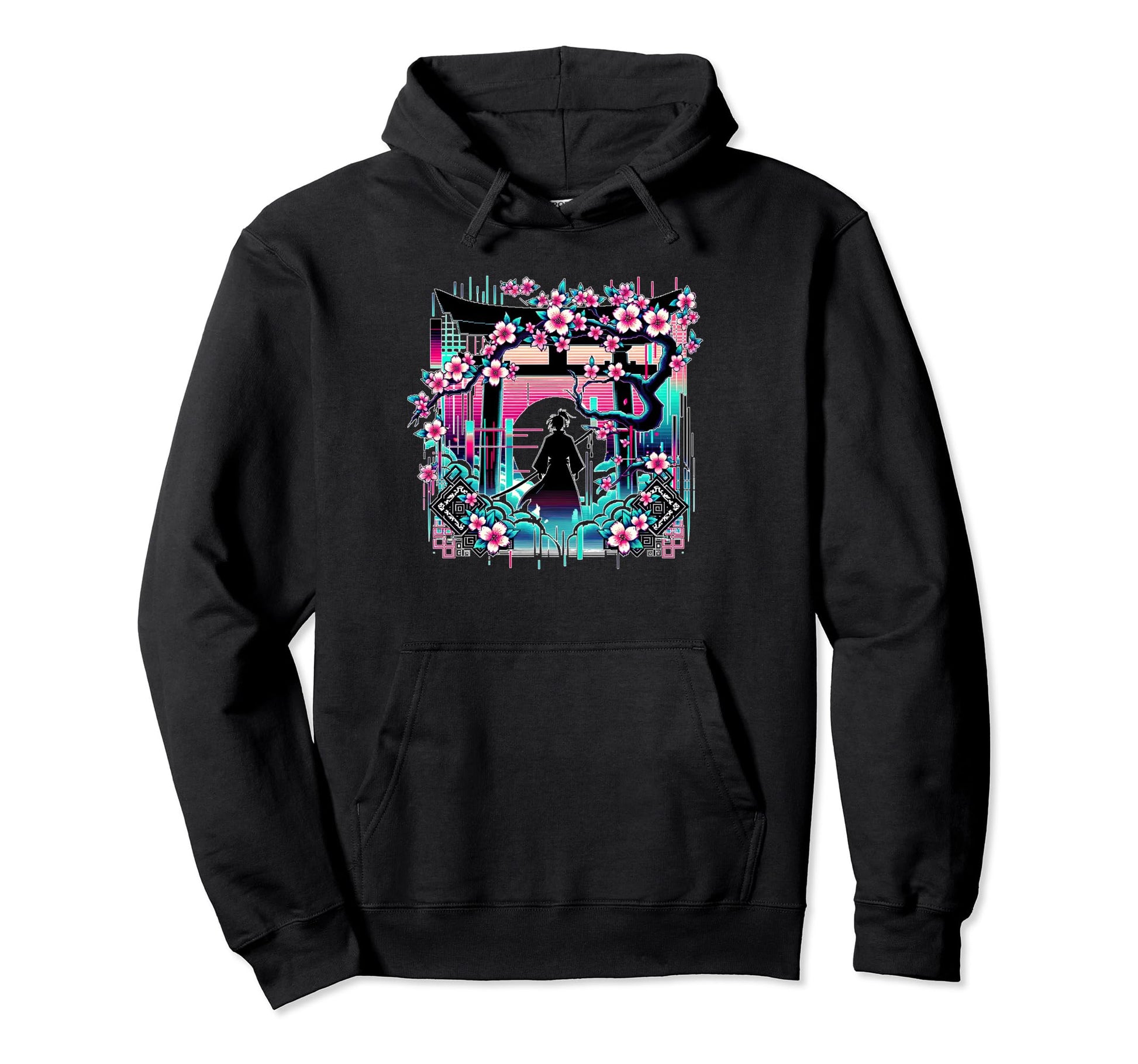 Sakura Synthwave Japanese Hoodie - Casual Everyday Wear for Adults - T-Shirt, Sweatshirt, Hoodie