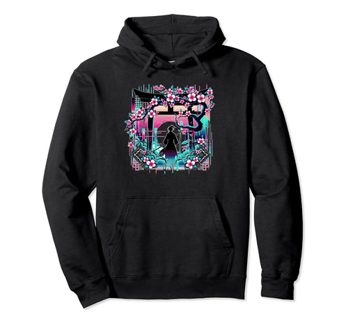 Sakura Synthwave Japanese Hoodie - Casual Everyday Wear for Adults - T-Shirt, Sweatshirt, Hoodie