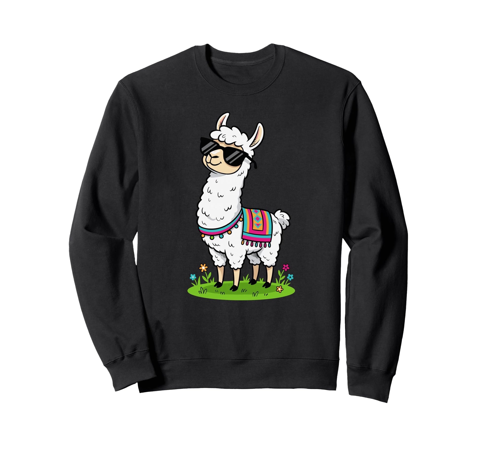 Funny Alpaca Sunglasses Colorful Sweatshirt - Trendy Graphic Men Women - T-Shirt, Sweatshirt, Hoodie