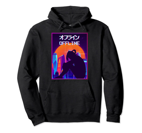 Japanese Offline Vaporwave Hoodie - Fun Novelty Design for Adults - T-Shirt, Sweatshirt, Hoodie