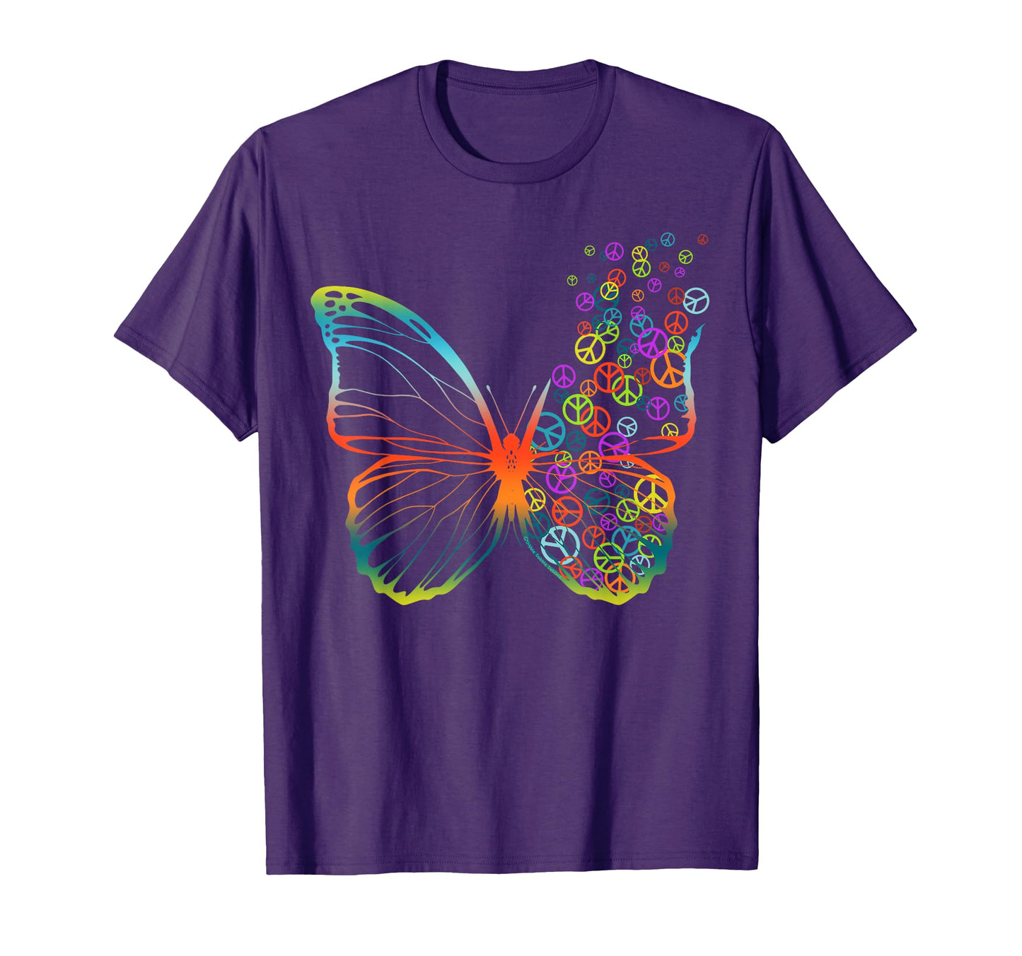 60S 70S Peace Sign Butterfly Tie Dye T-Shirt - Unique Graphic Men Women - T-Shirt, Sweatshirt, Hoodie