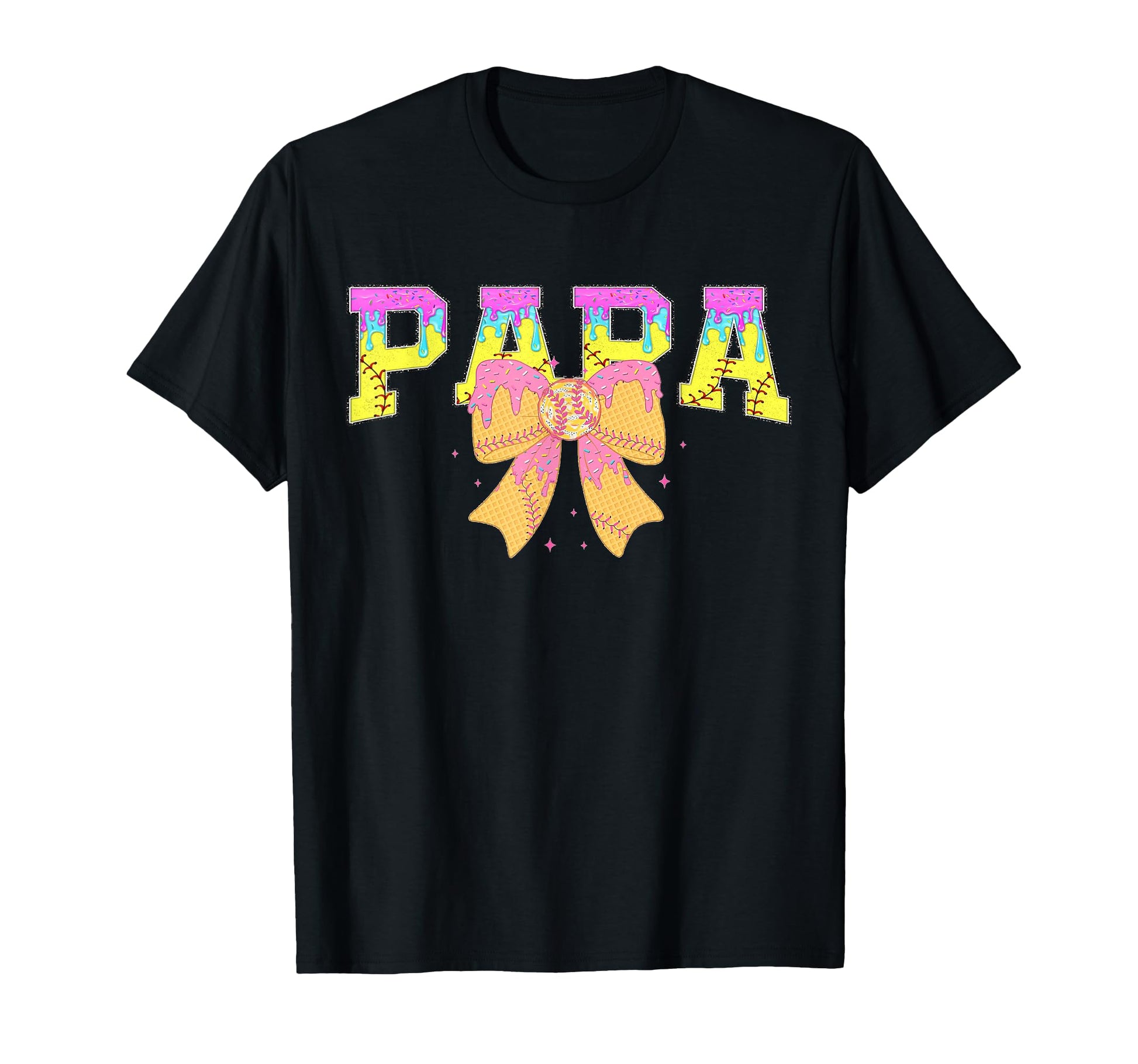 Softball Papa Ice Cream Drip Game T-Shirt - Aesthetic Graphic Men Women - T-Shirt, Sweatshirt, Hoodie