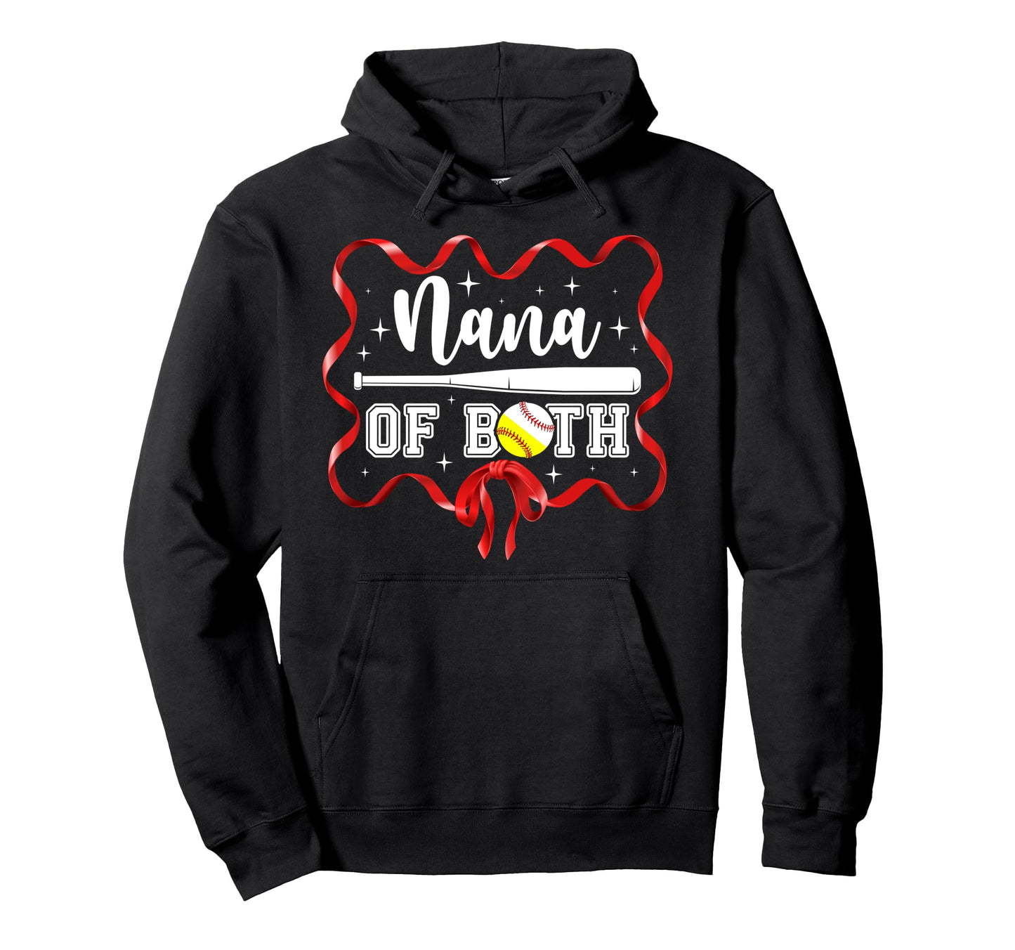Nana Both Coquette Baseball Softball Hoodie - Minimalist Print Men Women - T-Shirt, Sweatshirt, Hoodie