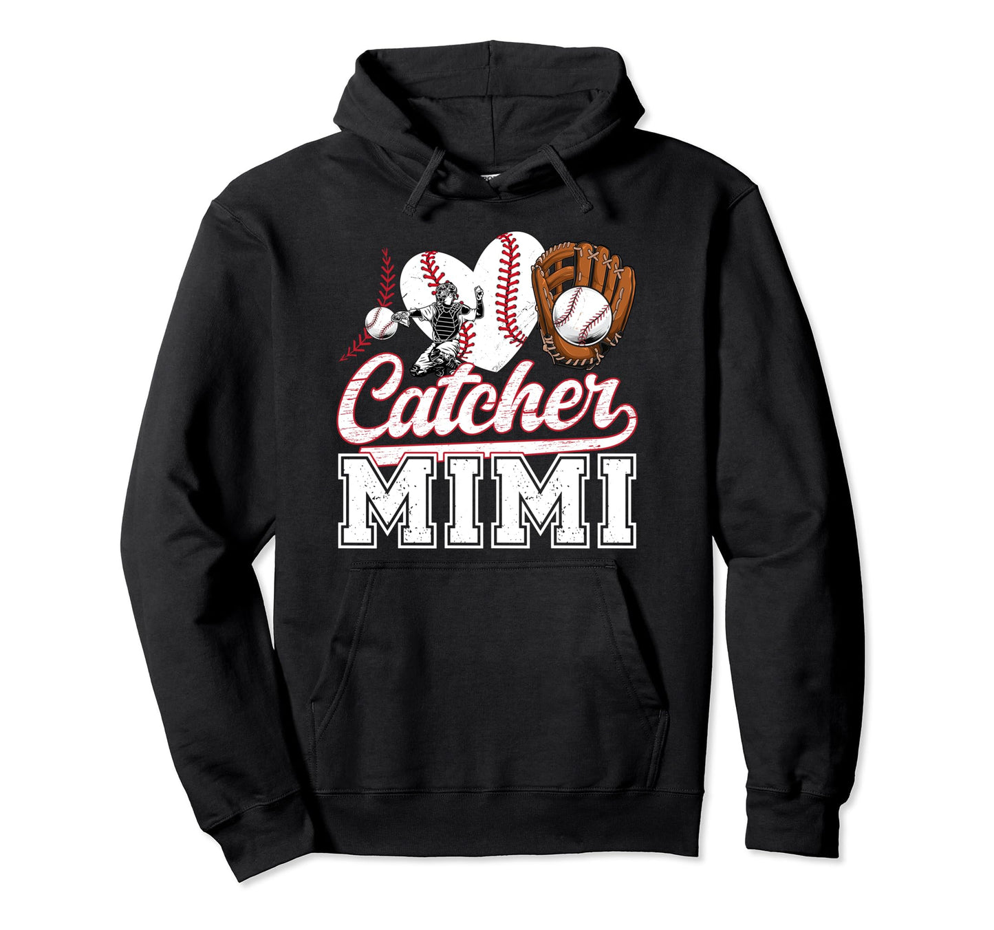 Baseball Catcher Mimi Grandma Mimi Baseball Hoodie - Unique Graphic Unisex - T-Shirt, Sweatshirt, Hoodie