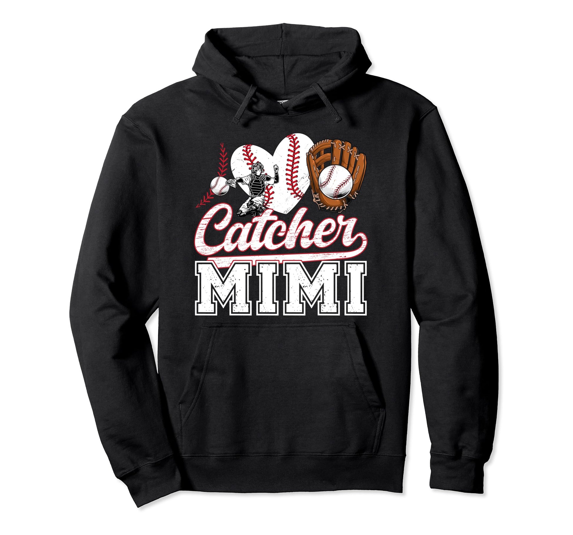 Baseball Catcher Mimi Grandma Mimi Baseball Hoodie - Unique Graphic Unisex - T-Shirt, Sweatshirt, Hoodie