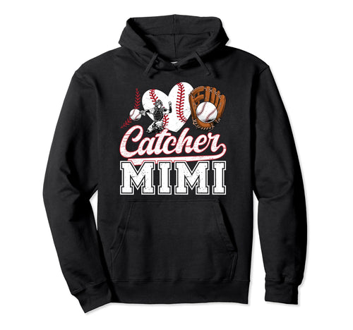 Baseball Catcher Mimi Grandma Mimi Baseball Hoodie - Unique Graphic Unisex - T-Shirt, Sweatshirt, Hoodie