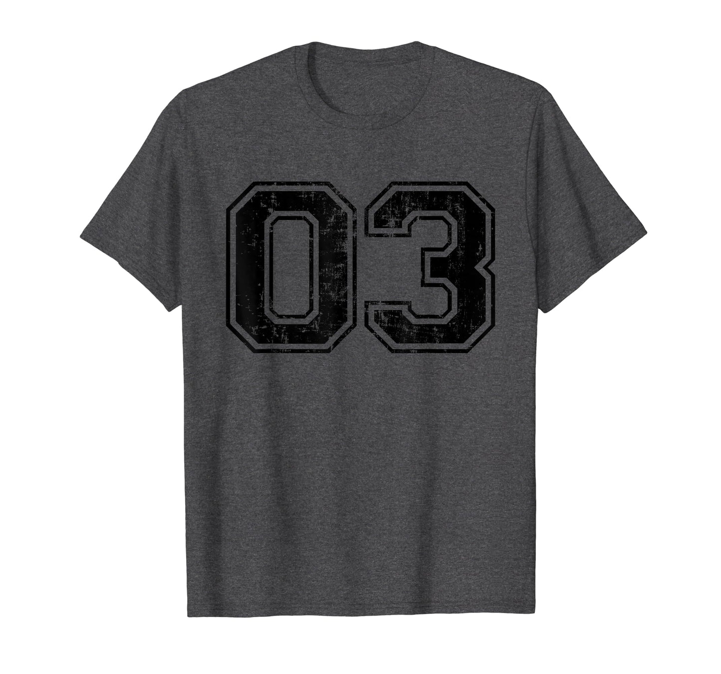 Number 03 Three Varsity Distressed T-Shirt - Trendy Graphic Men Women - T-Shirt, Sweatshirt, Hoodie