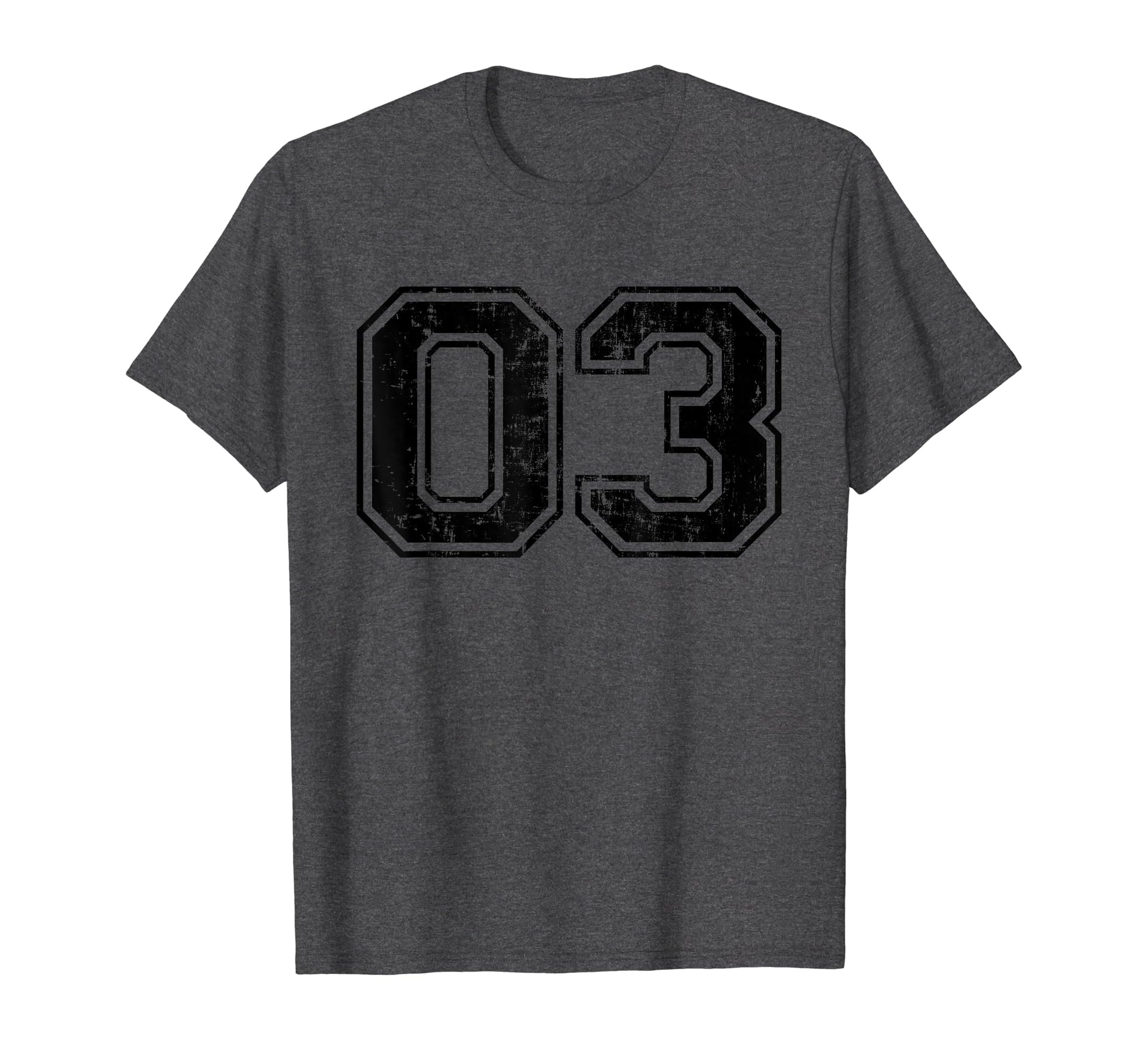 Number 03 Three Varsity Distressed T-Shirt - Trendy Graphic Men Women - T-Shirt, Sweatshirt, Hoodie