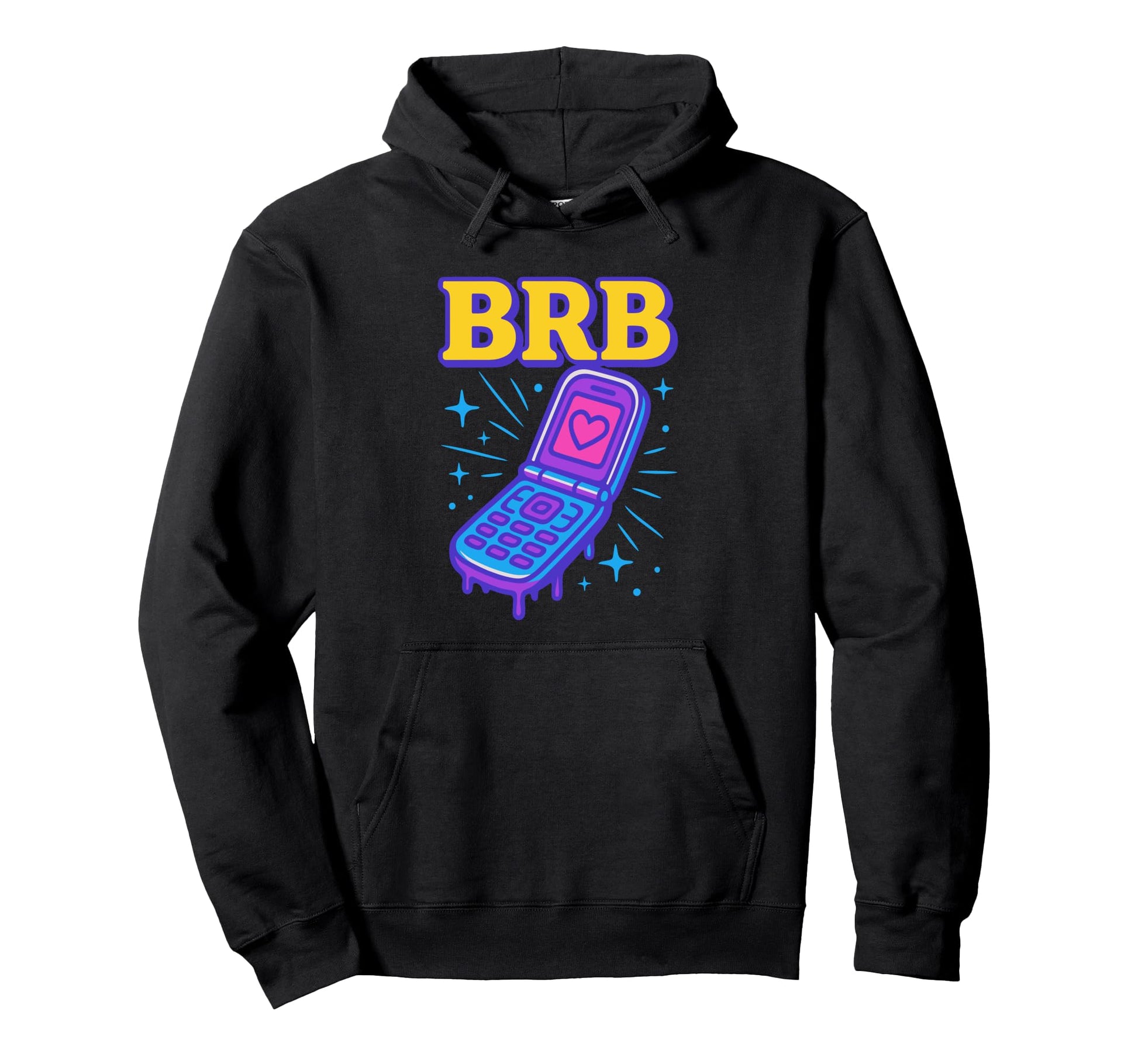 Y2K Brb Flip Phone Vaporwave Hoodie - Casual Everyday Wear for Adults - T-Shirt, Sweatshirt, Hoodie