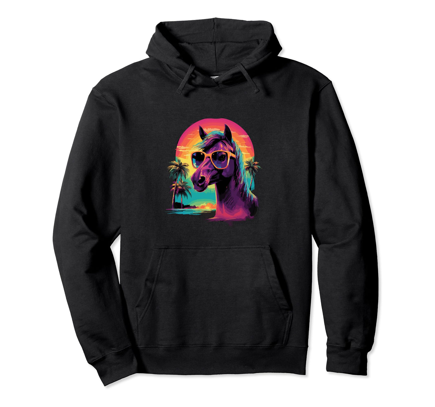 Funny Horse Vaporwave Aesthetic Animal Hoodie - Minimalist Print Unisex - T-Shirt, Sweatshirt, Hoodie