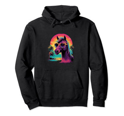 Funny Horse Vaporwave Aesthetic Animal Hoodie - Minimalist Print Unisex - T-Shirt, Sweatshirt, Hoodie