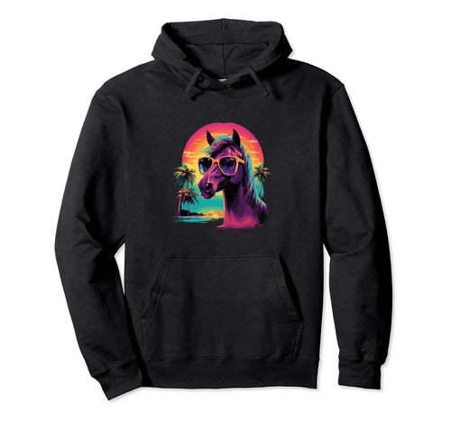 Funny Horse Vaporwave Aesthetic Animal Hoodie - Minimalist Print Unisex - T-Shirt, Sweatshirt, Hoodie