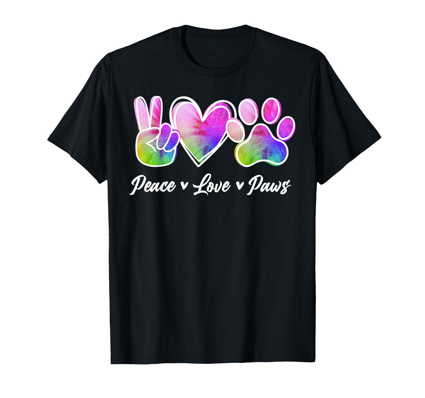 Tie Dye Peace Love Paw Pet Animal Dog T-Shirt - Trendy Graphic for Adults - T-Shirt, Sweatshirt, Hoodie