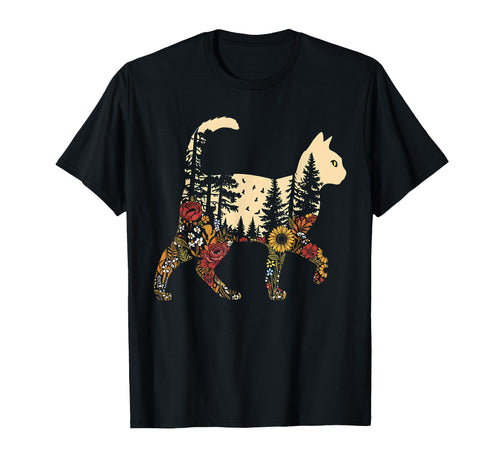 Boho Cat Plants Nature Trees Wild T-Shirt - Unique Graphic Men Women - T-Shirt, Sweatshirt, Hoodie