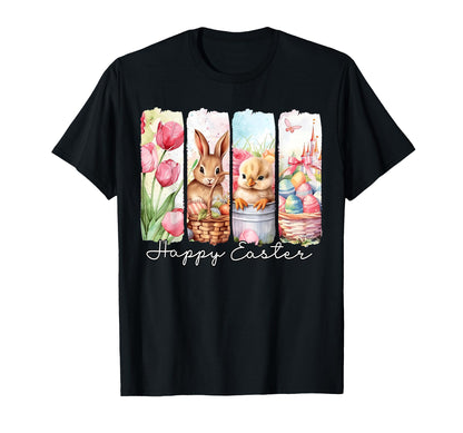 Happy Easter Bunny Floral Spring Eggs T-Shirt - Unique Graphic for Adults - T-Shirt, Sweatshirt, Hoodie