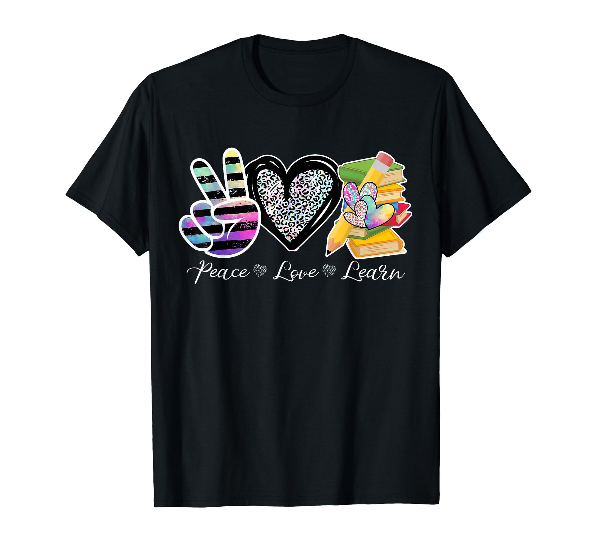 Peace Love Learn Teacher Student T-Shirt - Minimalist Print for Adults - T-Shirt, Sweatshirt, Hoodie