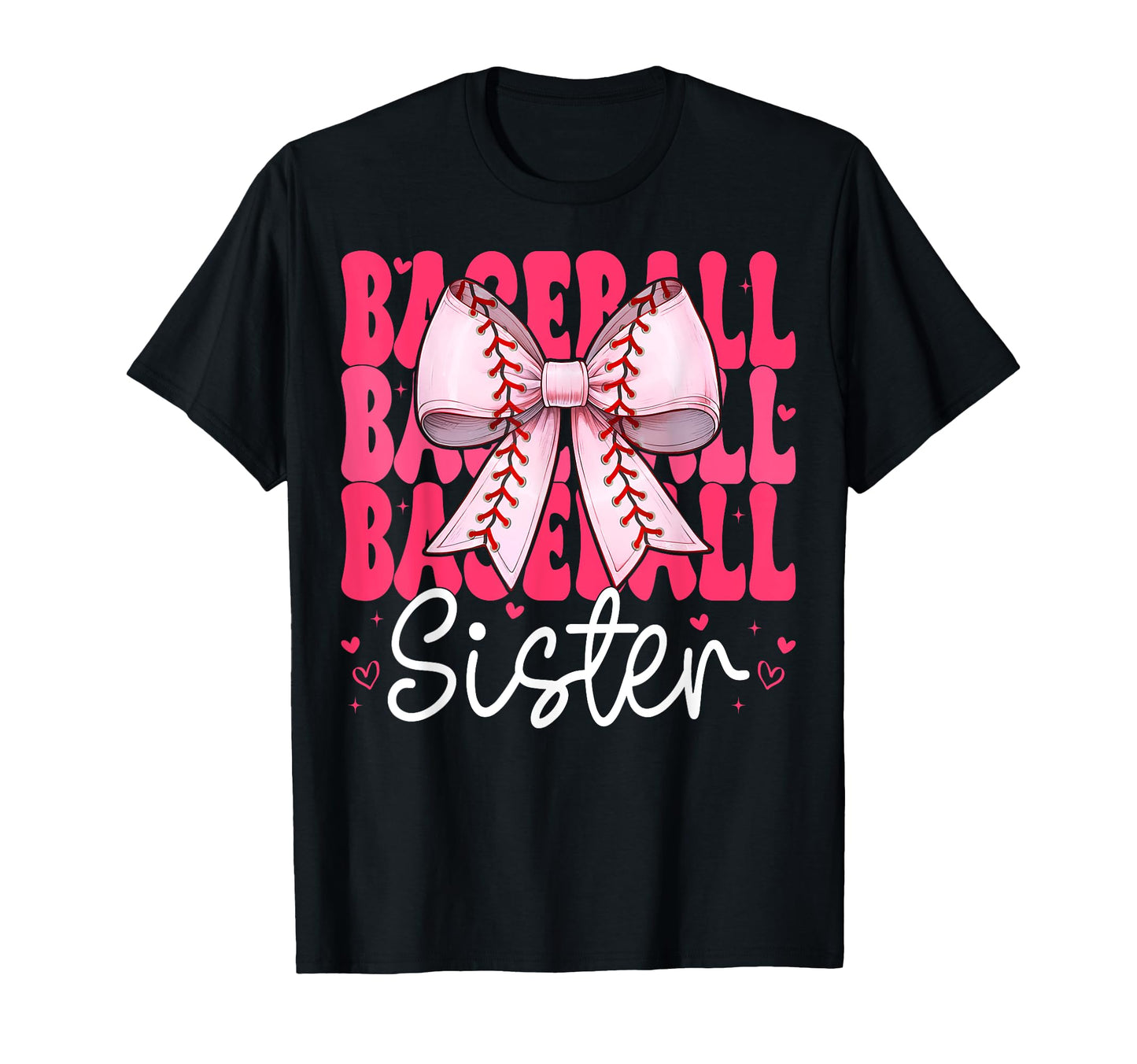Baseball Sister Baseball Coquette Bow T-Shirt - Unique Graphic Unisex - T-Shirt, Sweatshirt, Hoodie