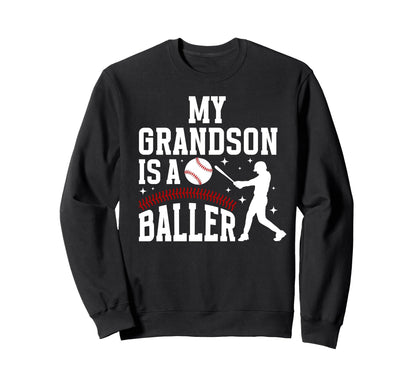 My Grandson Baseball Grandma Baseball Sweatshirt - Unique Graphic Unisex - T-Shirt, Sweatshirt, Hoodie