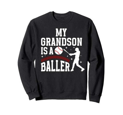 My Grandson Baseball Grandma Baseball Sweatshirt - Unique Graphic Unisex - T-Shirt, Sweatshirt, Hoodie
