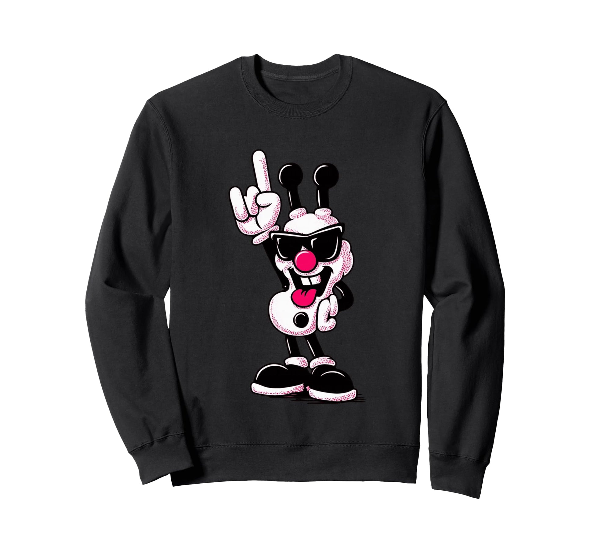 Clown Rock Hand Sign Punk Comic Sweatshirt - Graphic Print for Adults - T-Shirt, Sweatshirt, Hoodie