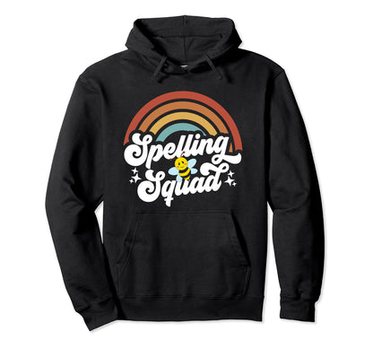 Spelling Squad Funny Groovy Rainbow Hoodie - Minimalist Print for Adults - T-Shirt, Sweatshirt, Hoodie