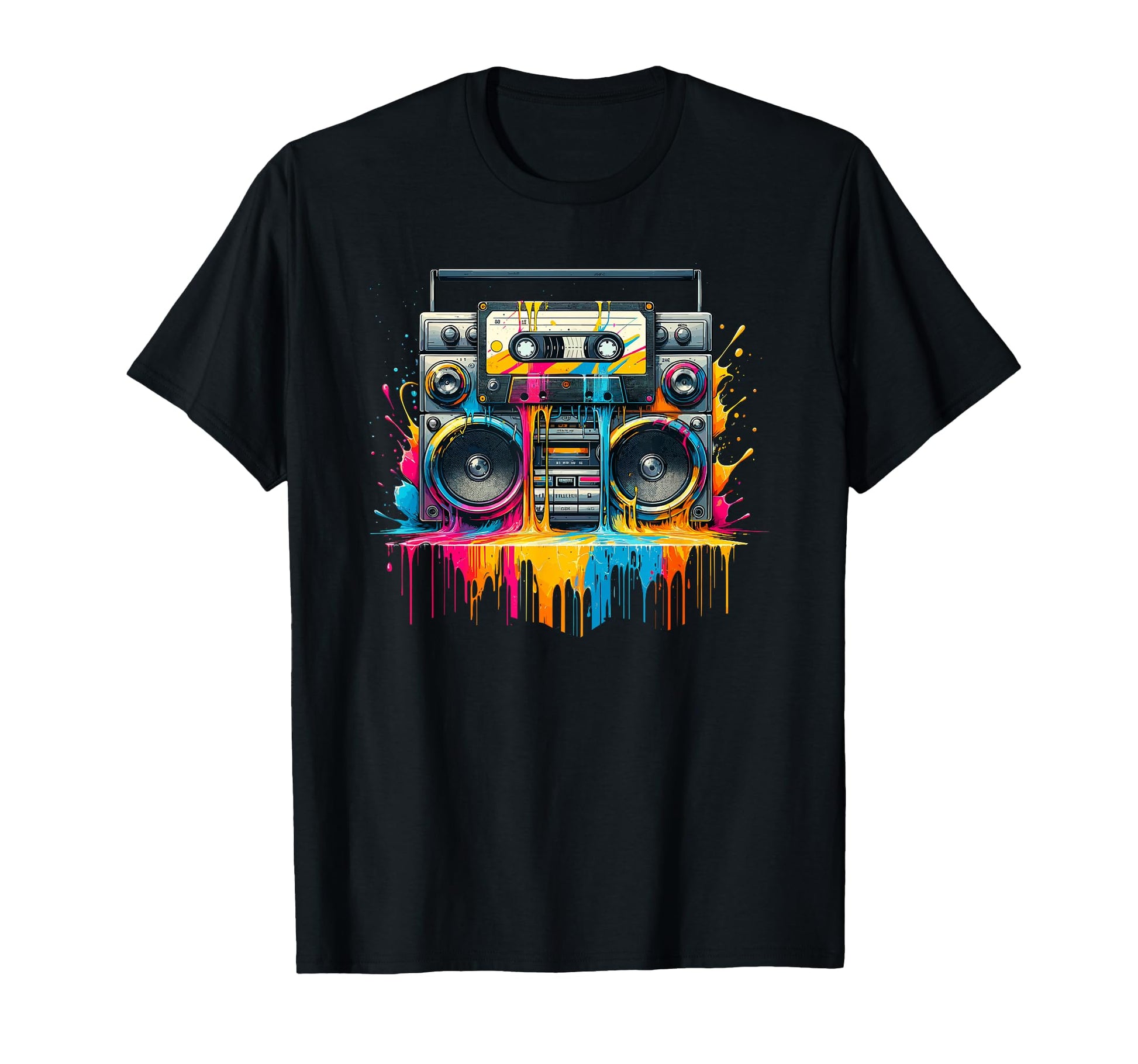 Dripping Paint Boombox Old School 80S T-Shirt - Trendy Graphic Men Women - T-Shirt, Sweatshirt, Hoodie