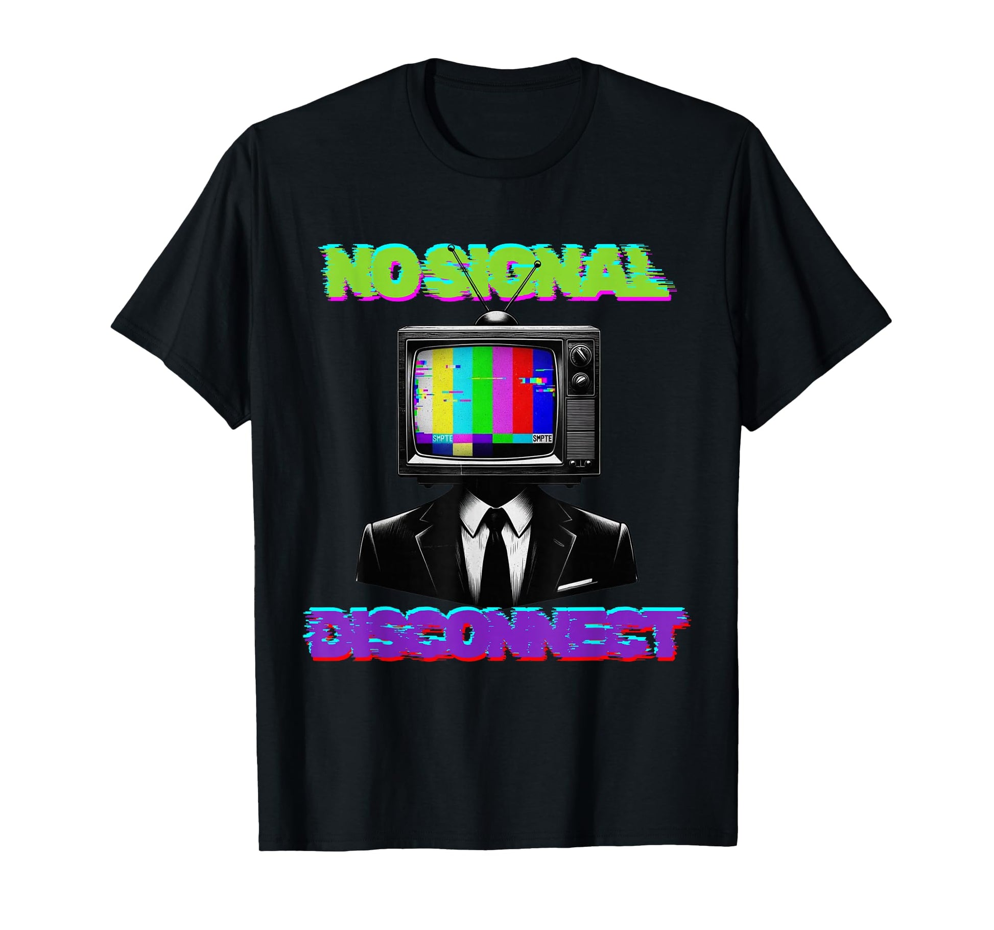 Tv Head Glitch Color Bars Surreal T-Shirt - Fun Novelty Design Unisex - T-Shirt, Sweatshirt, Hoodie