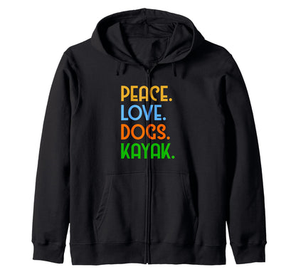 Peace Love Dogs Kayak Present T-Shirt - Unique Graphic for Adults - T-Shirt, Sweatshirt, Hoodie