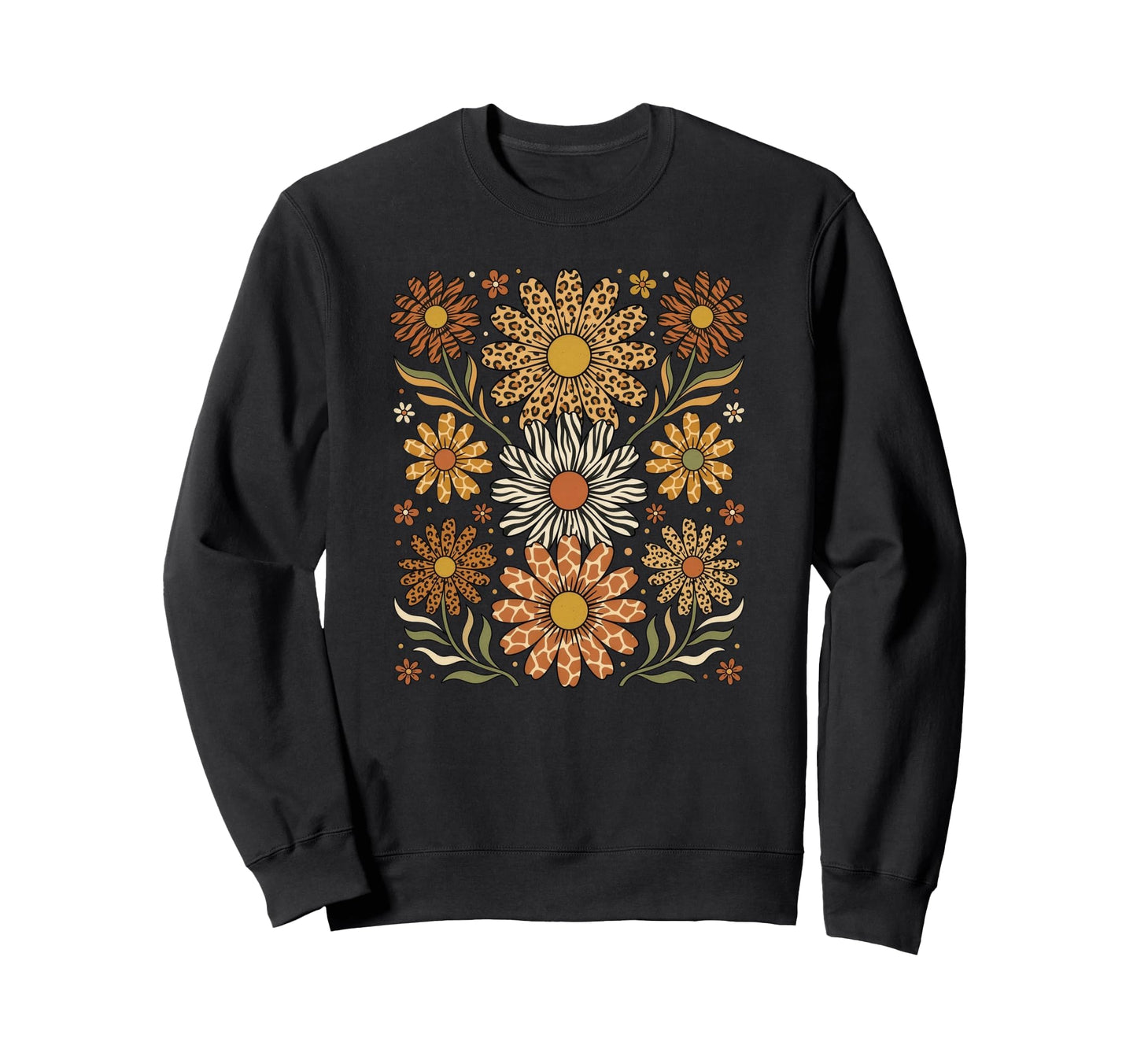 Boho Daisy Flowers Safari Animal Floral Sweatshirt - Trendy Graphic Unisex - T-Shirt, Sweatshirt, Hoodie