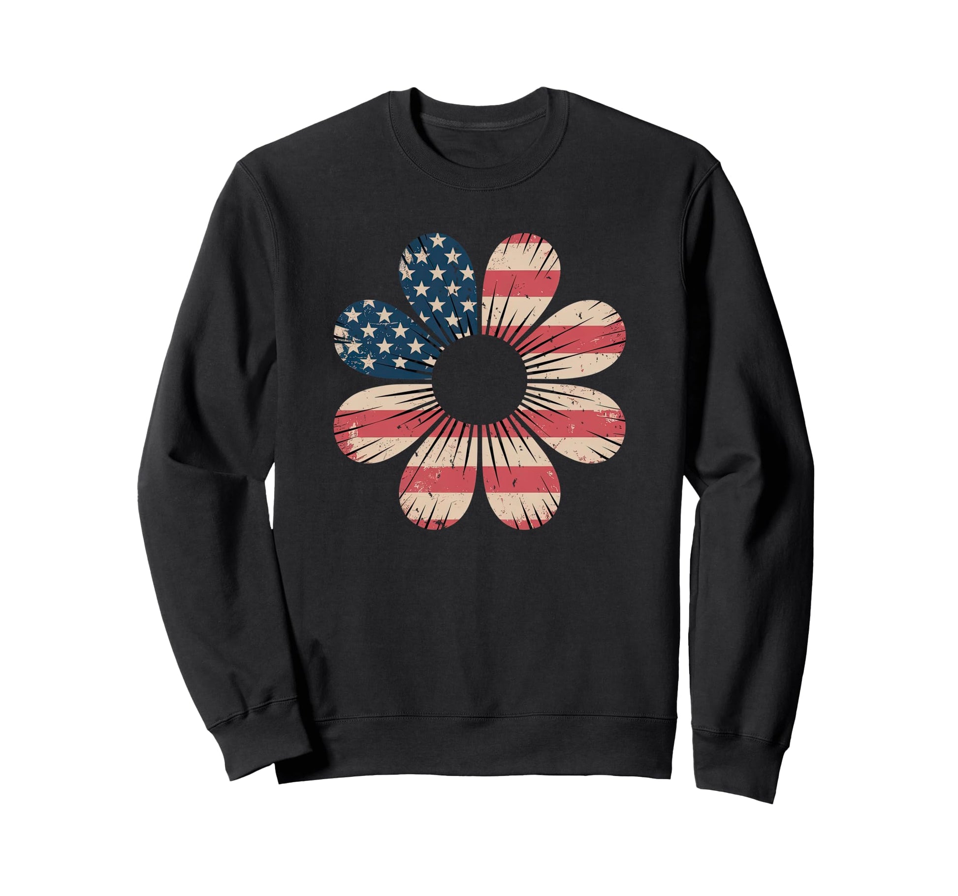 Patriotic Daisy Flower Usa Flag 4Th Sweatshirt - Unique Graphic for Adults - T-Shirt, Sweatshirt, Hoodie