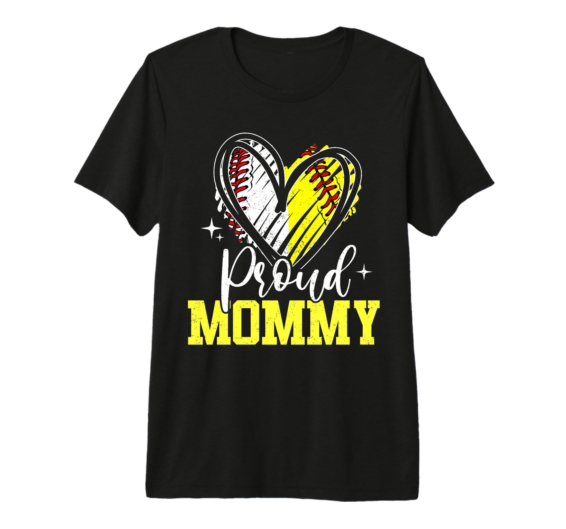 Proud Mommy Baseball Softball Heart Mom T-Shirt - Minimalist Print Unisex - T-Shirt, Sweatshirt, Hoodie
