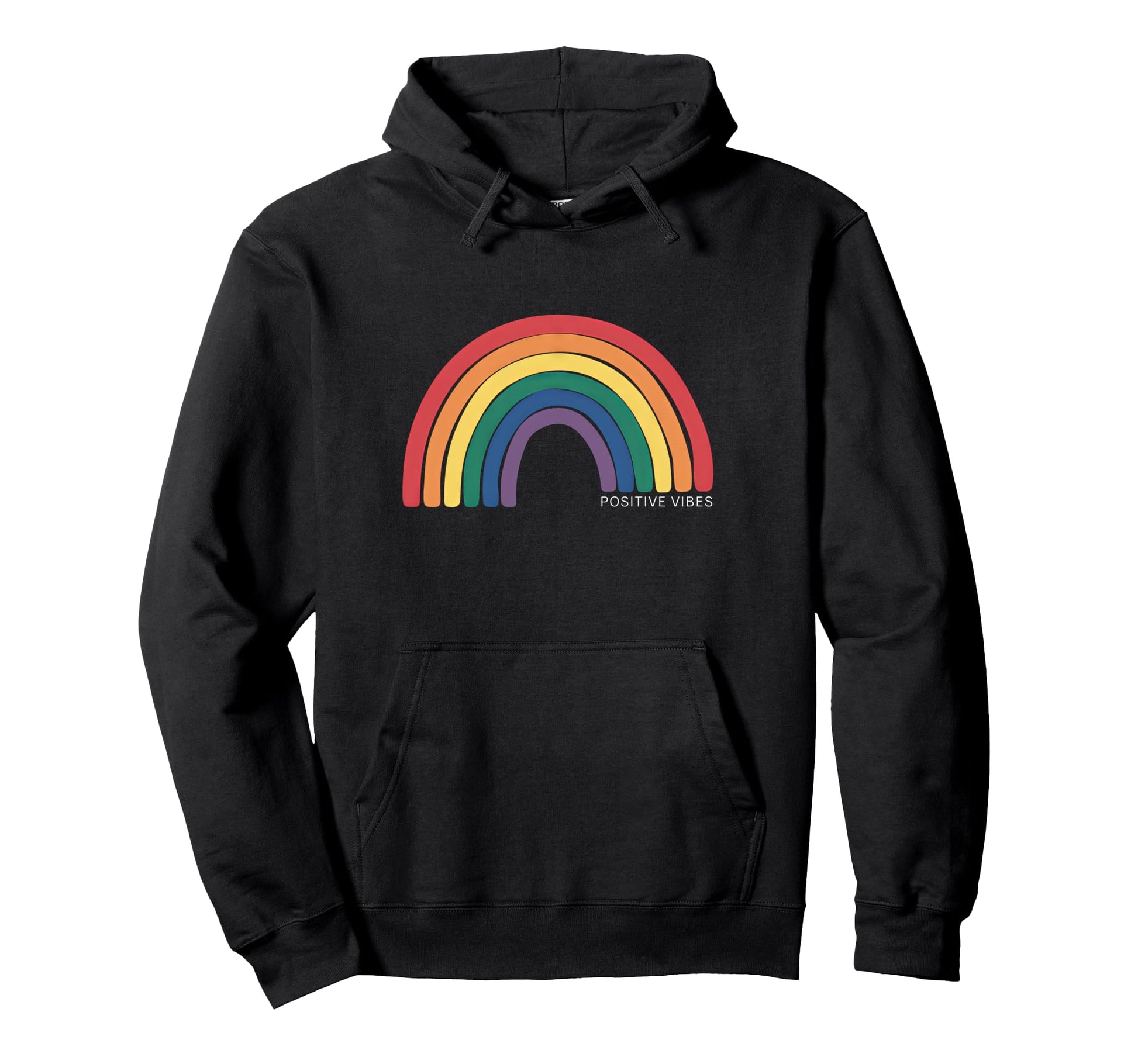 Positive Vibes Colorful Rainbow Hoodie - Streetwear Style Men Women - T-Shirt, Sweatshirt, Hoodie