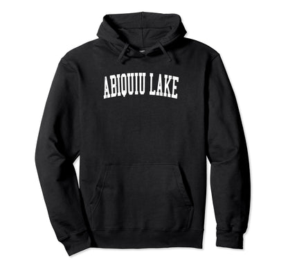 Abiquiu Lake Distressed White Varsity Hoodie - Streetwear Style Unisex - T-Shirt, Sweatshirt, Hoodie