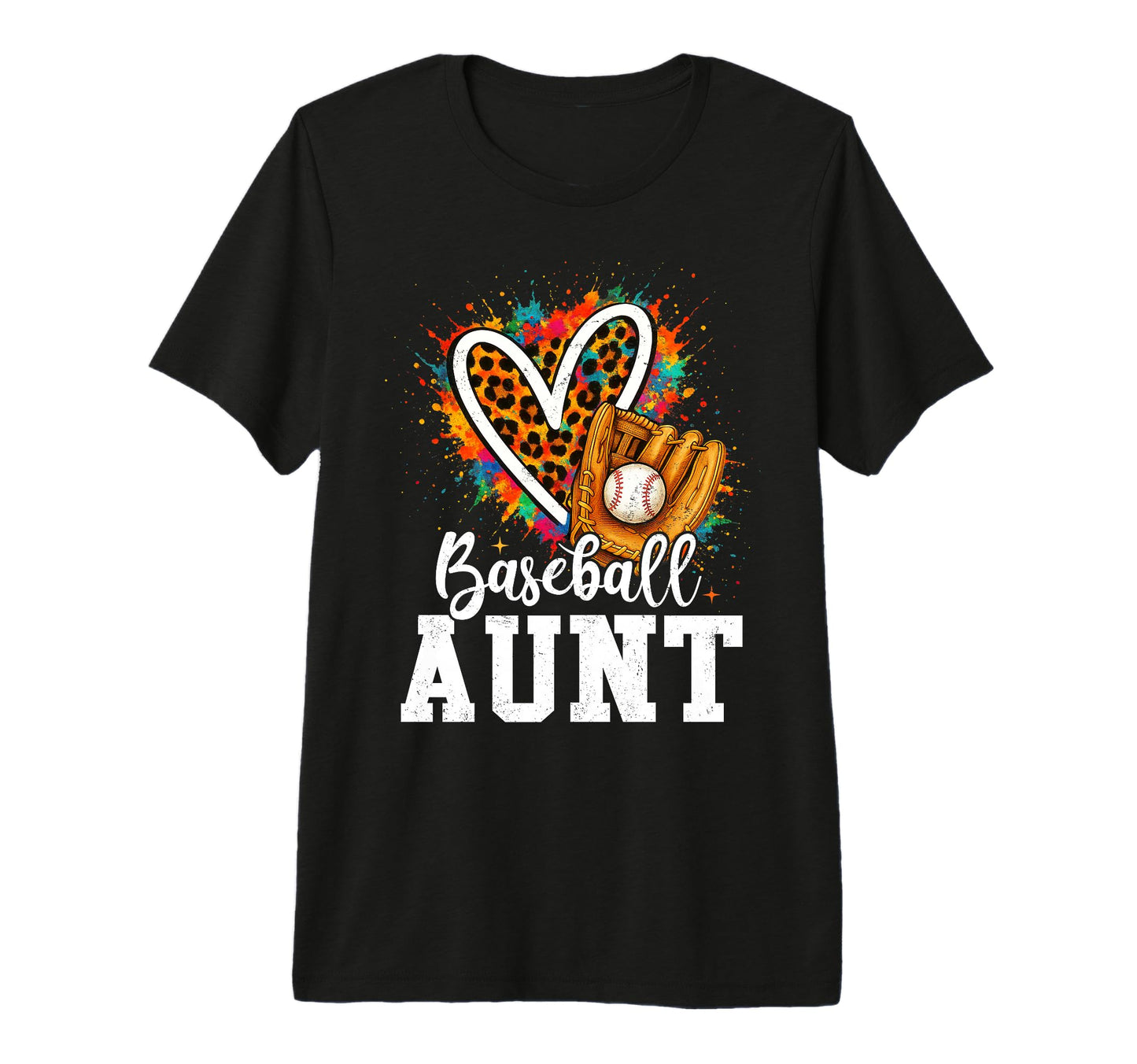 Baseball Aunt Leopard Heart Tri Blend T-Shirt - Custom Art Print for Adults - T-Shirt, Sweatshirt, Hoodie