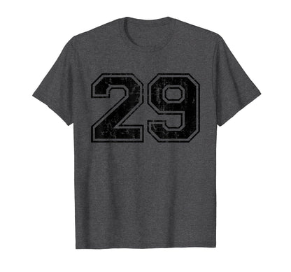 Number 29 Varsity Distressed Sport Team T-Shirt - Novelty Apparel Unisex - T-Shirt, Sweatshirt, Hoodie