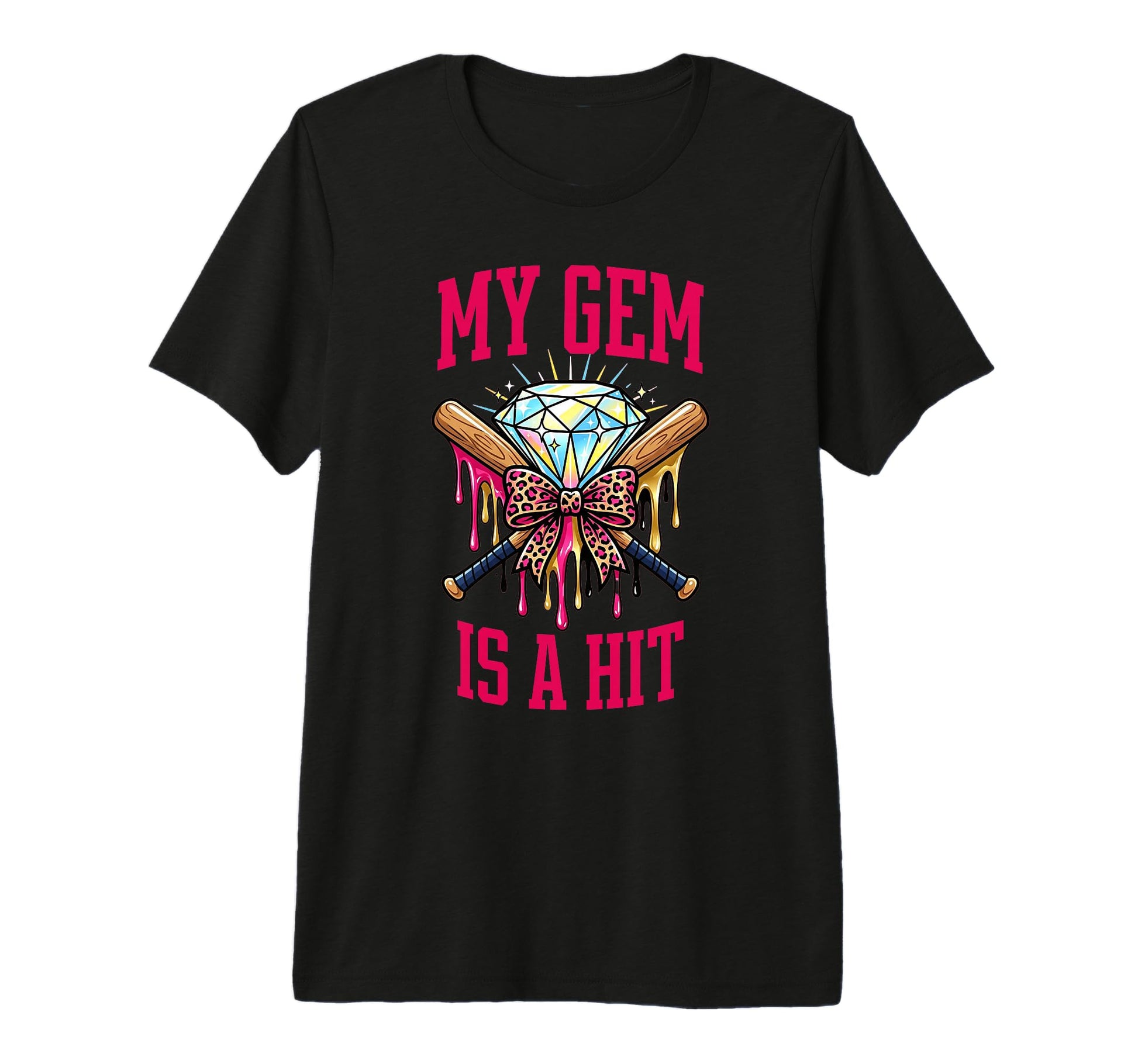 My Gem Is Hit Baseball T Ball Softball T-Shirt - Trendy Graphic Unisex - T-Shirt, Sweatshirt, Hoodie