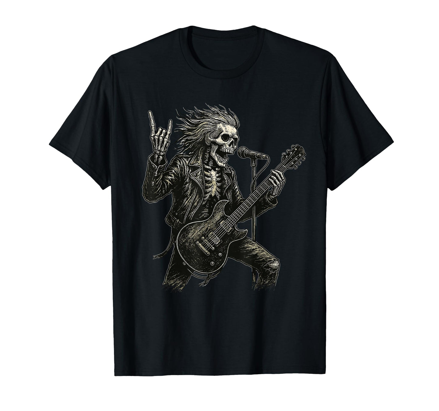 Rock Skeleton Hand Guitar Singer T-Shirt - Fun Novelty Design for Adults - T-Shirt, Sweatshirt, Hoodie