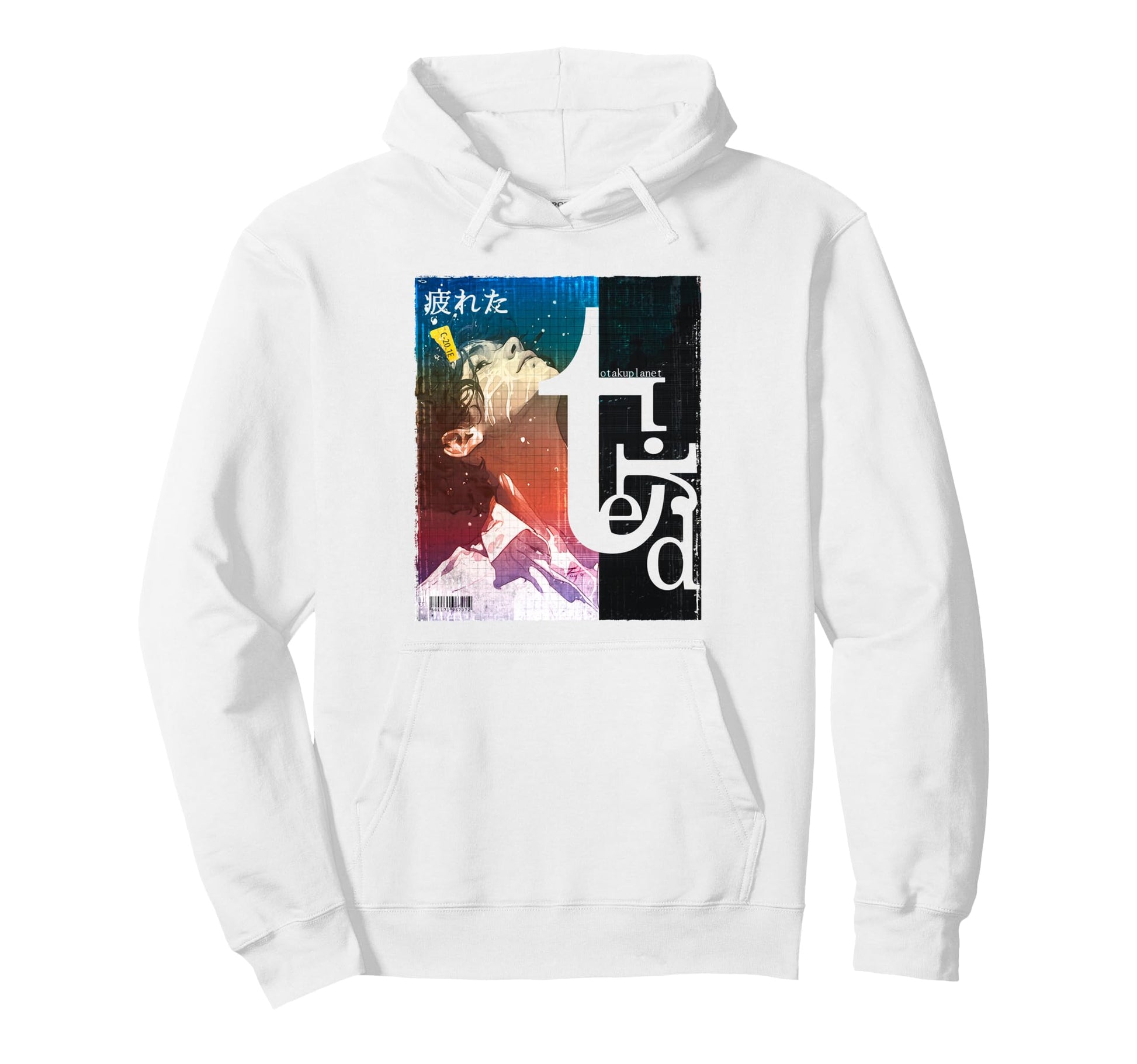 Tired Vaporwave Text Japanese Hoodie - Custom Art Print for Adults - T-Shirt, Sweatshirt, Hoodie
