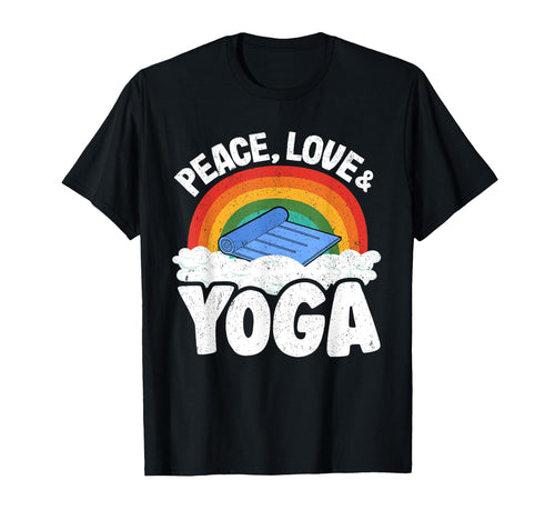 Peace Love Yoga Mat Rainbow Hippie Yoga T-Shirt - Aesthetic Graphic Unisex - T-Shirt, Sweatshirt, Hoodie