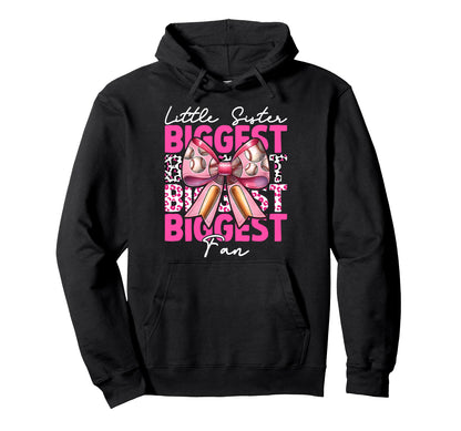 Baseball Sister Coquette Bow Little Sister Hoodie - Novelty Apparel Unisex - T-Shirt, Sweatshirt, Hoodie