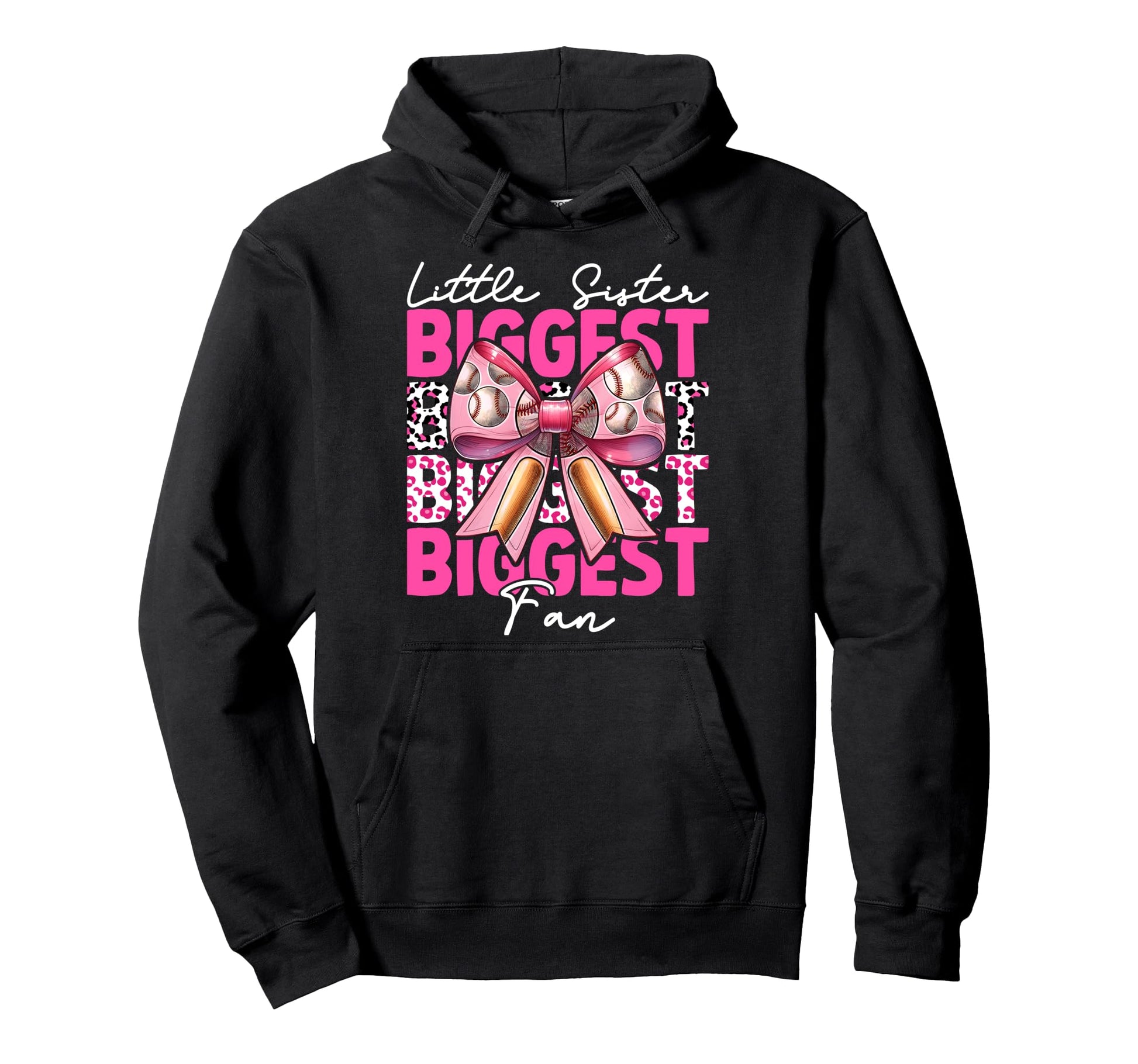 Baseball Sister Coquette Bow Little Sister Hoodie - Graphic Print Unisex - T-Shirt, Sweatshirt, Hoodie