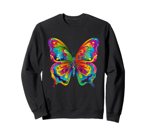 Pop Art Butterfly Colorful Rainbow Sweatshirt - Aesthetic Graphic Unisex - T-Shirt, Sweatshirt, Hoodie