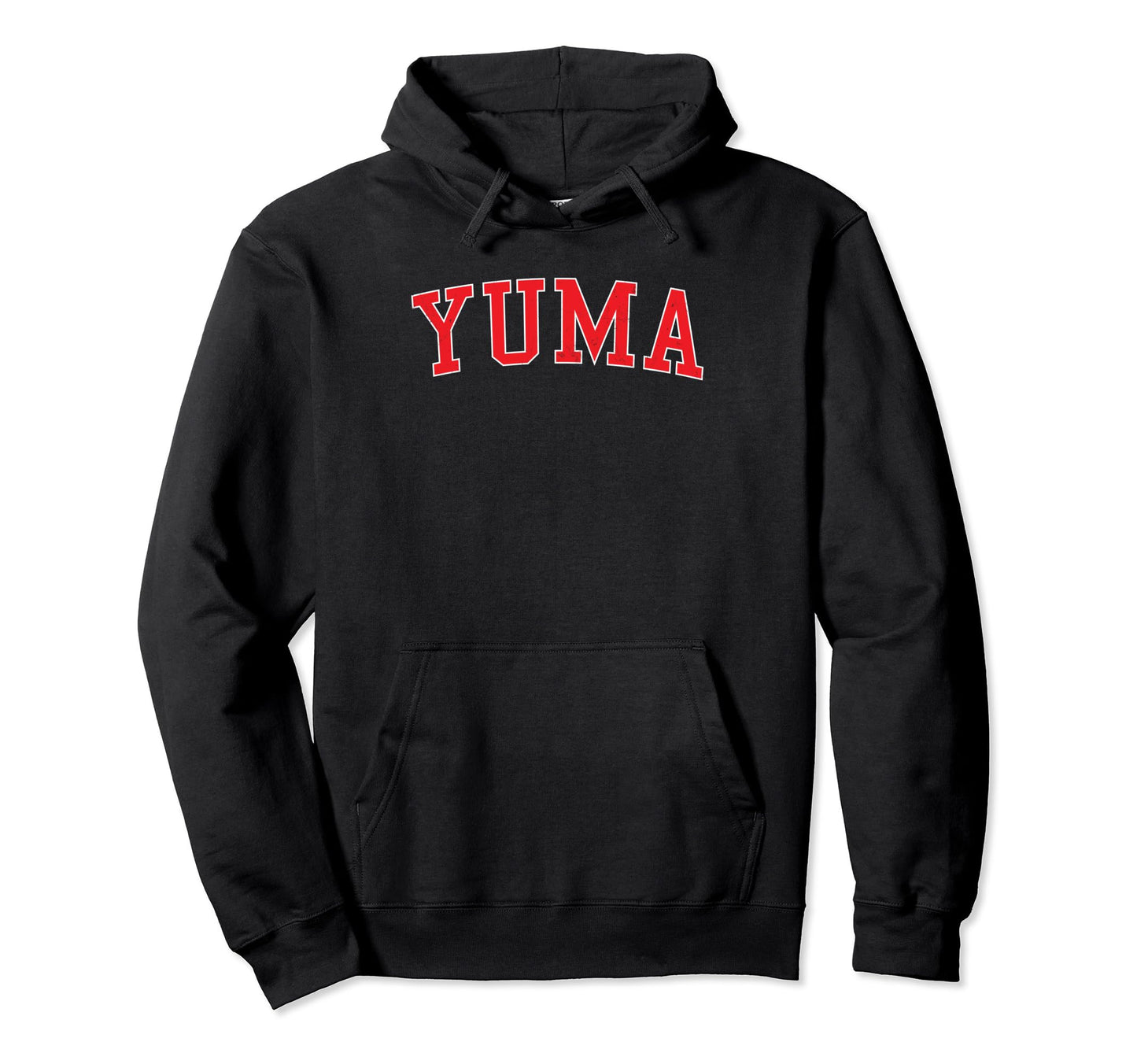 Yuma Az Varsity Red Text Hoodie - Novelty Apparel for Adults - T-Shirt, Sweatshirt, Hoodie