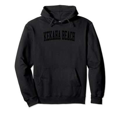 Kekaha Beach Distressed Black Varsity Hoodie - Fun Novelty Design Unisex - T-Shirt, Sweatshirt, Hoodie