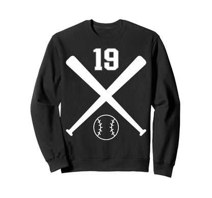Baseball Softball Number 19 Sweatshirt - Minimalist Print for Adults - T-Shirt, Sweatshirt, Hoodie