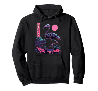 Flamingo Japanese Tropical Beach Aesthetic Hoodie - Trendy Graphic Unisex - T-Shirt, Sweatshirt, Hoodie
