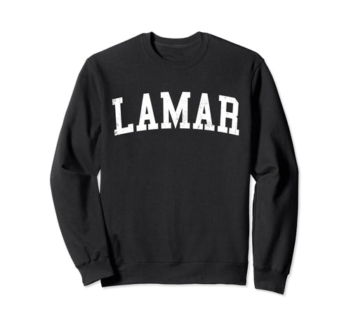 Lamar Co Distressed White Varsity Sweatshirt - Minimalist Print for Adults - T-Shirt, Sweatshirt, Hoodie