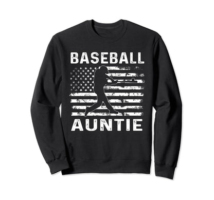 Baseball Auntie Aunt Usa Flag 4Th July Sweatshirt - Minimalist Print Unisex - T-Shirt, Sweatshirt, Hoodie