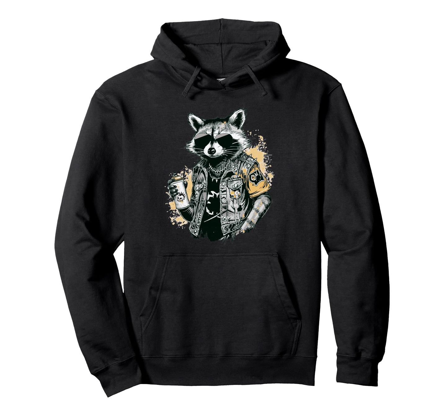 Grunge Rock Trash Panda Punk Raccoon Hoodie - Fun Novelty Design Unisex - T-Shirt, Sweatshirt, Hoodie